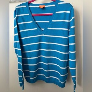 Joe Fresh Women’s Cotton Striped V-Neck Sweater Size Medium NEW